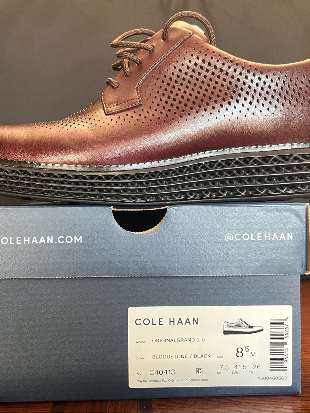 Cole Haan Bloodstone Perforated Leather Derby